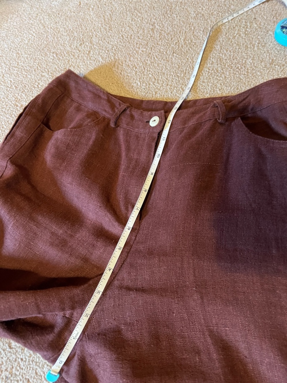 VTG Harve Bernard Sz. Sm. Linen Capri. Good cond. burgundy. - Picture 5 of 9